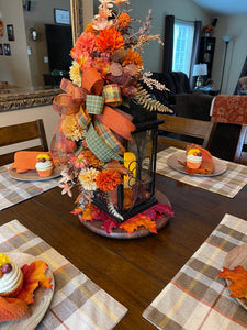 Fall Floral Lantern Swag, Autumn Table Centerpiece, KatsCreationsNMore