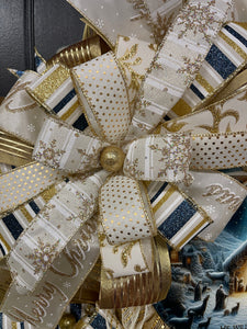 Goodness and Light Nativity Christmas Wreath | Elegant Gold & Cream Mesh Holiday Door Decor | Luke 2:14 Nativity Scene Wreath, KatsCreationsNMore