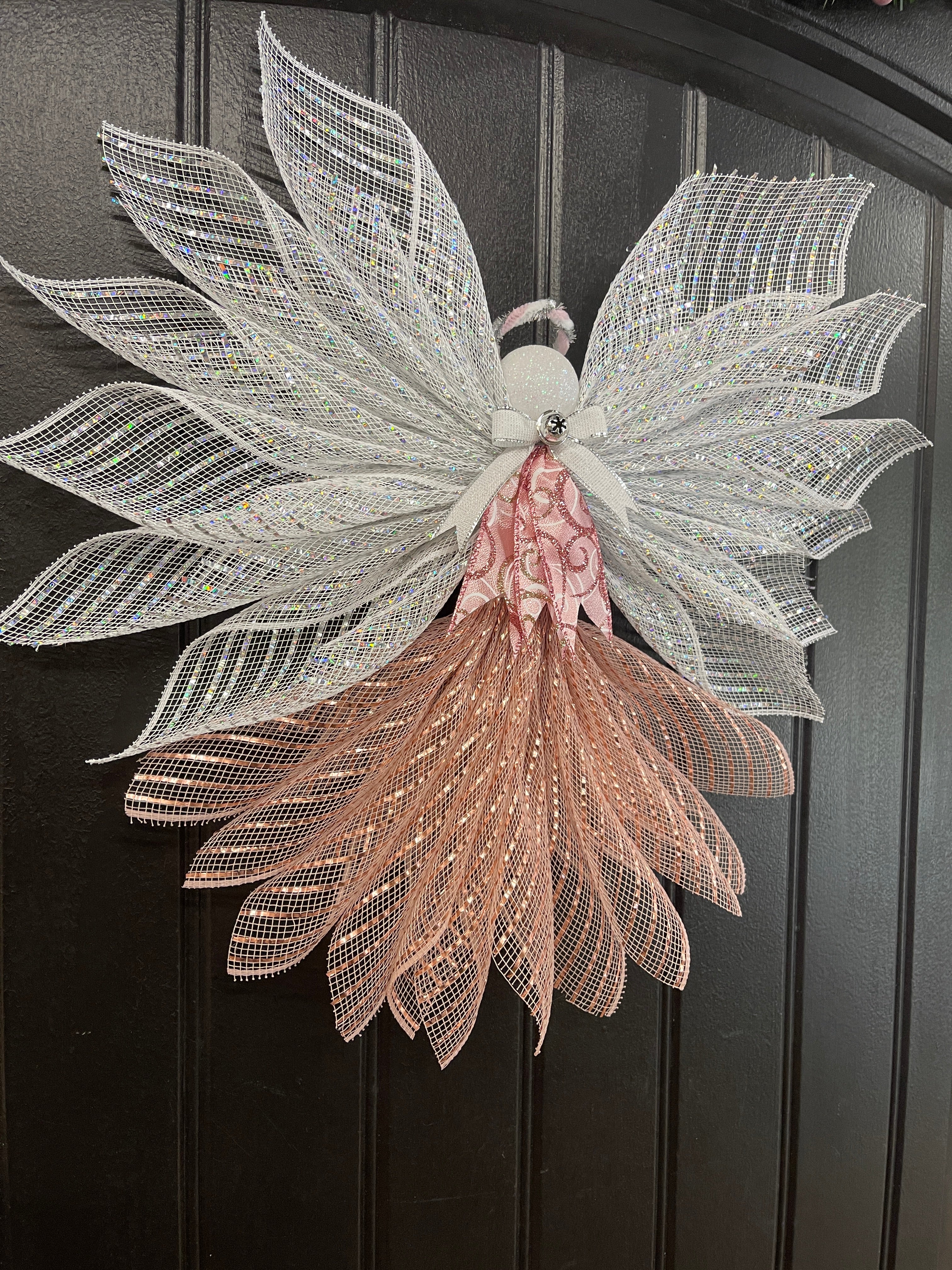 Rose Gold Christmas Angel Tree Topper, Guardian Angel, Graveside Memorial, KatsCreationsNMore