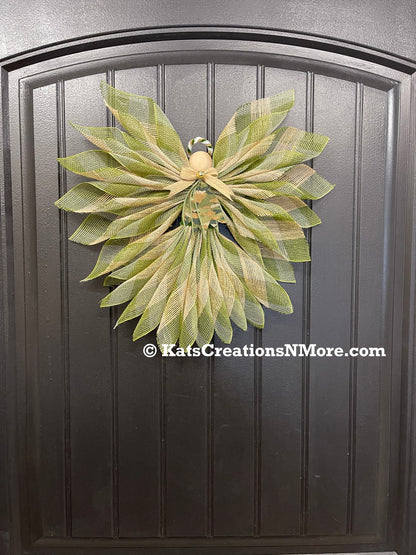 Army Military Angel Wreath, US Army Support Guardian Angel Wall Hanging, Veteran Tribute, Graveside Memorial, KatsCreationsNMore