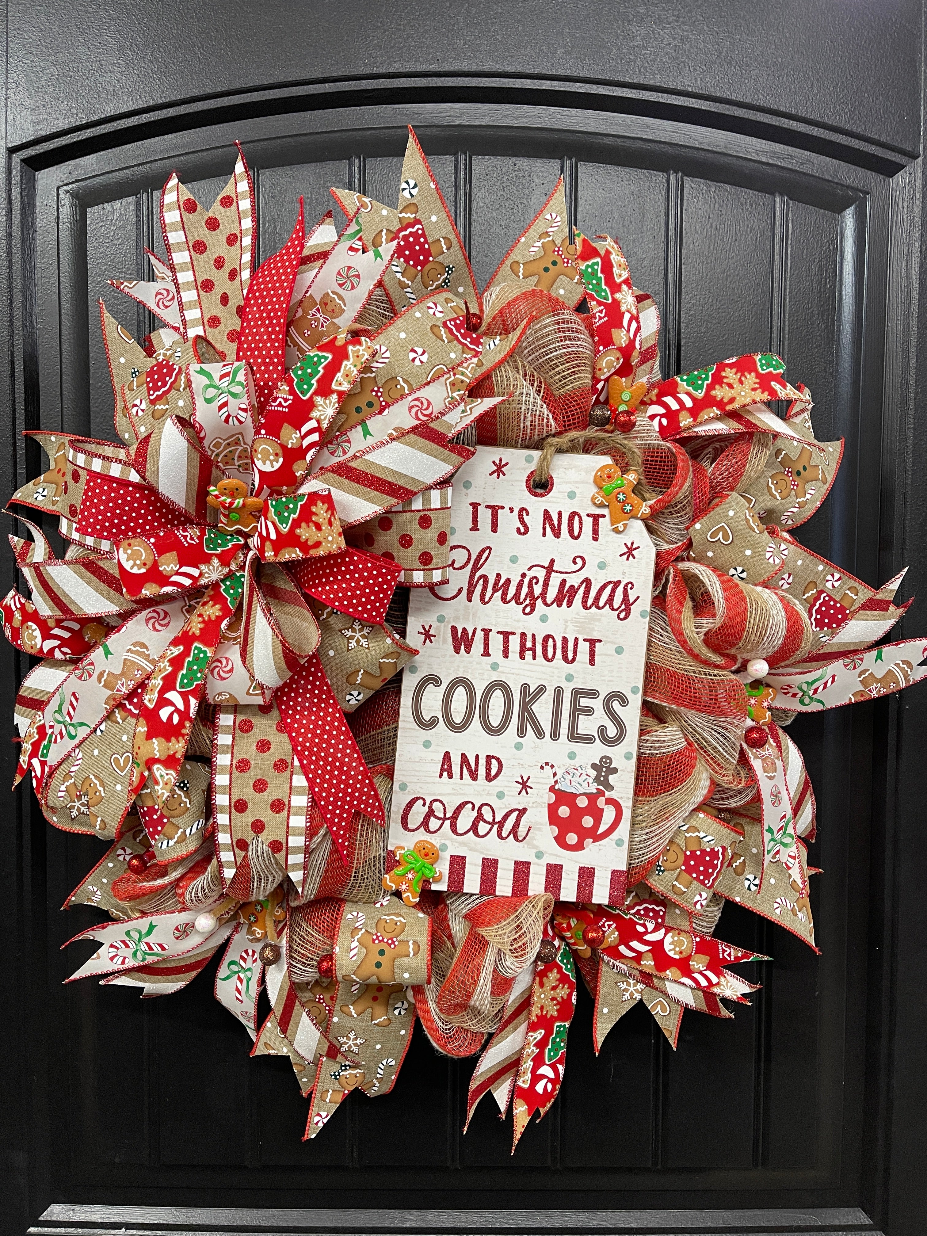 Gingerbread Christmas Cookie Wreath, Seasonal Holiday Baking Front Door Decoration, KatsCreationsNMore