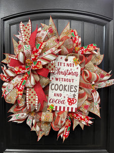 Gingerbread Christmas Cookie Wreath, Seasonal Holiday Baking Front Door Decoration, KatsCreationsNMore