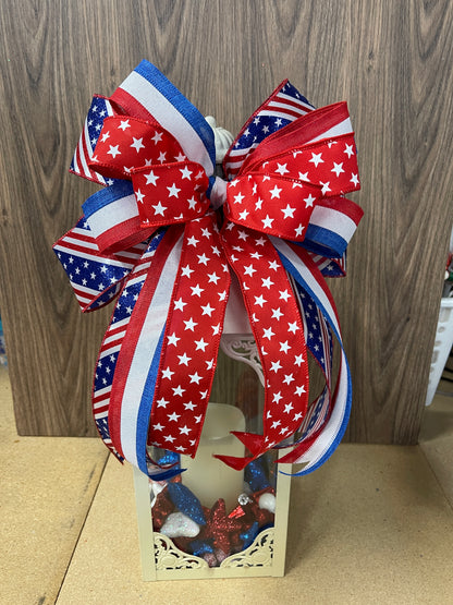 Patriotic Red White And Blue Bow Set, Americana Lantern Bow, Mailbox Bow, 4th Of July Decor, Patriotic Front Door Bow, Summer Decor, KatsCreationsNMore