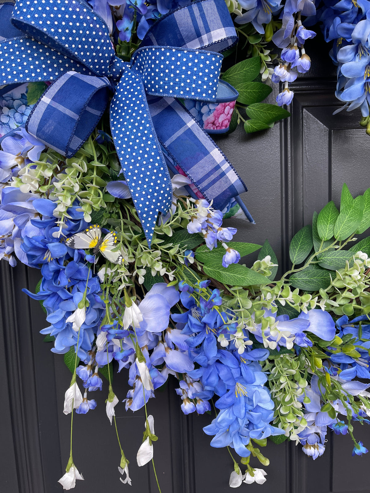 Spring Blue Hyacinth and Wisteria Grapevine Wreath, Mothers Day, Gift for Her, KatsCreationsNMore