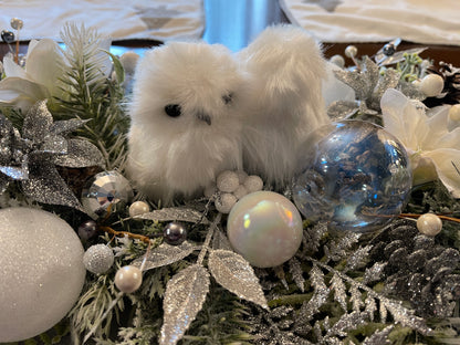 Winter Snow Owl Christmas Centerpiece Tablerunner by KatsCreationsNMore