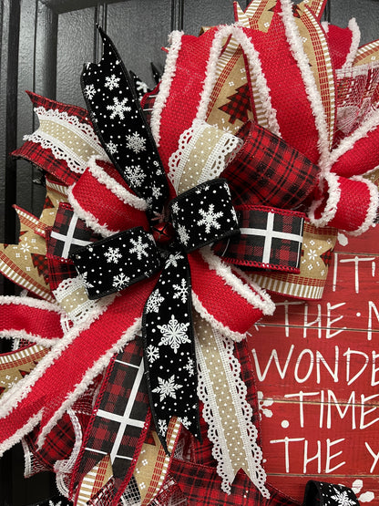 It’s The Most Wonderful Time of the Year Christmas Buffalo Plaid Wreath