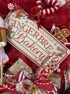 Gingerbread Nutcracker Christmas Bakery Wreath, Holiday Cookies Front Door Decor, KatsCreationsNMore