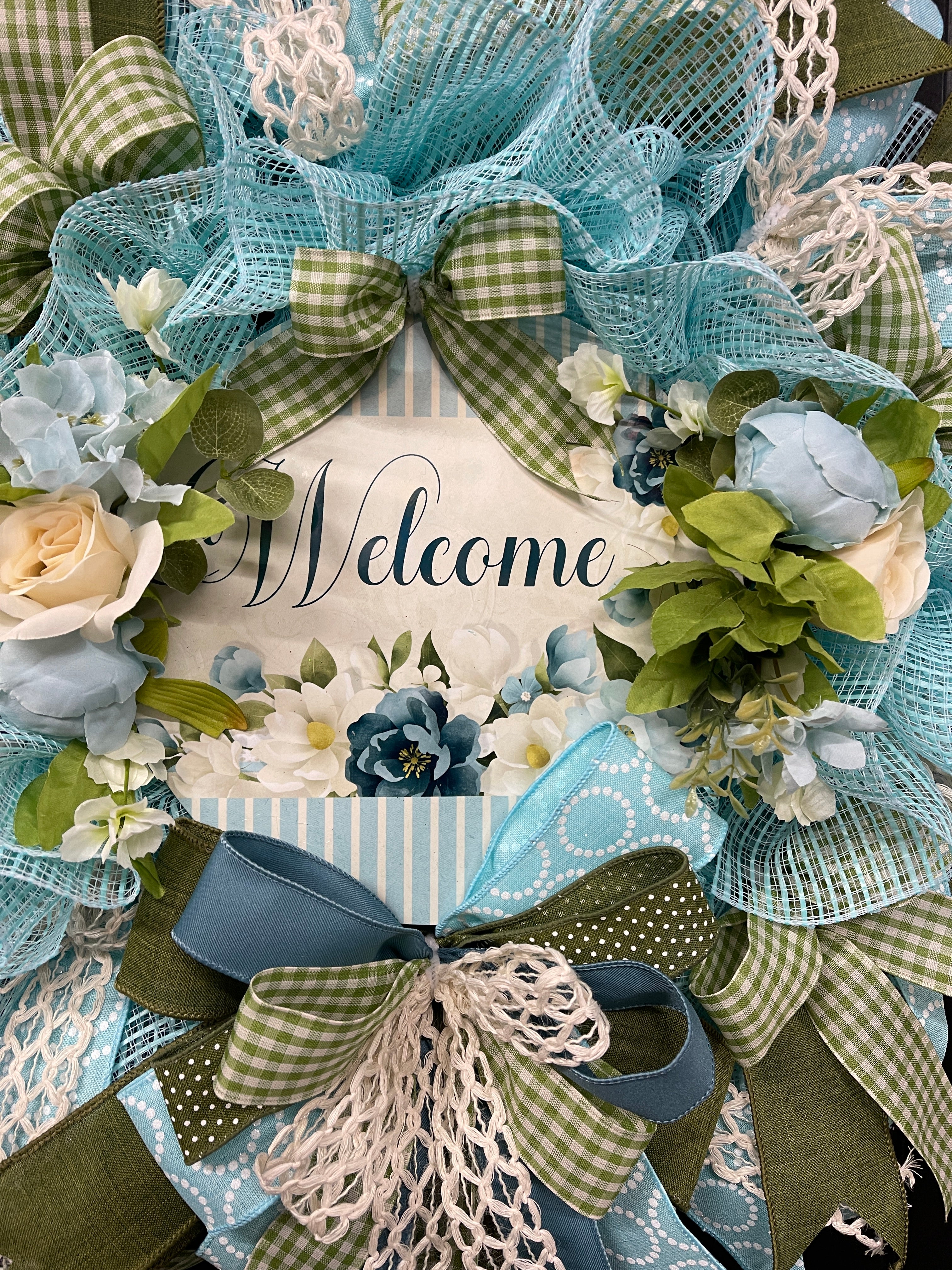 Spring Floral Welcome Wreath, Mothers Day Gift, KatsCreationsNMore