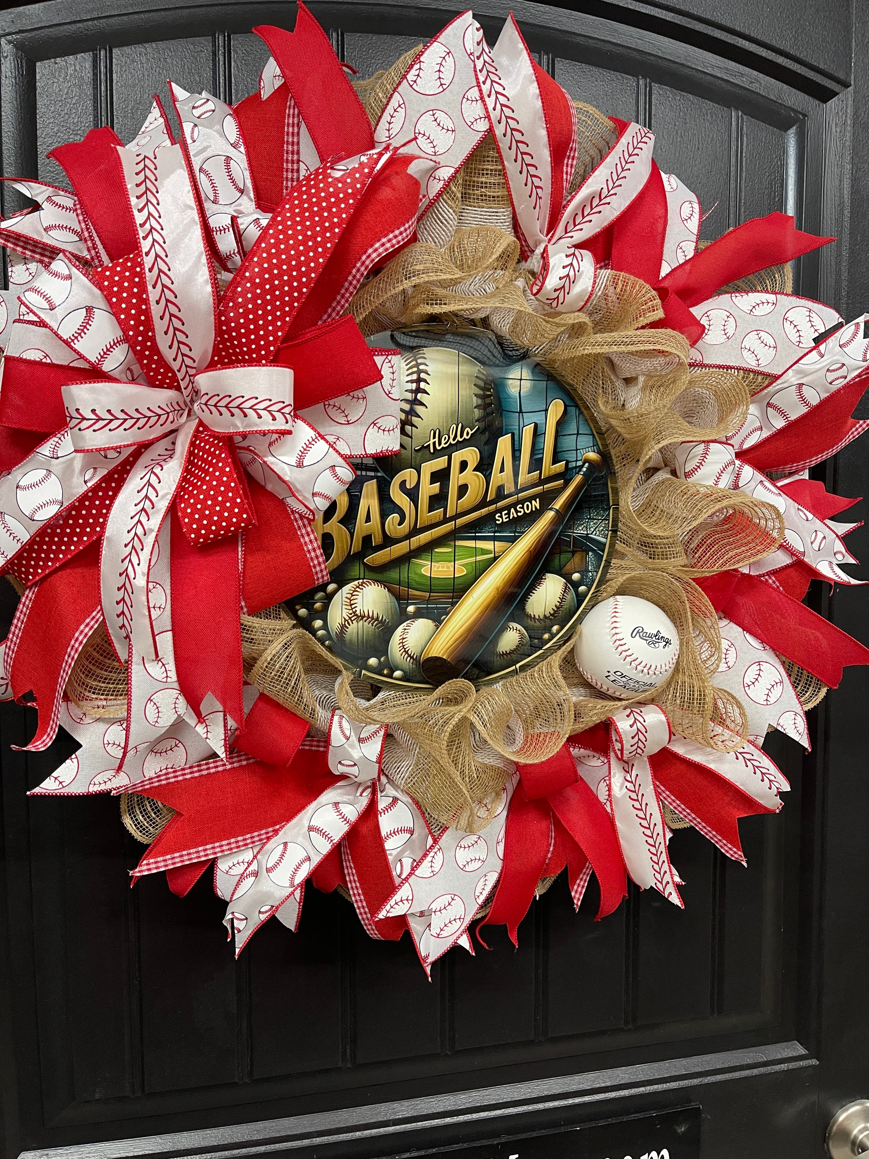 Baseball Season Wreath, KatsCreationsNMore, Sports Front Door Decoration