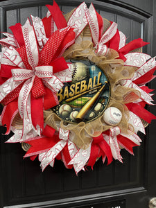 Baseball Season Wreath, KatsCreationsNMore, Sports Front Door Decoration