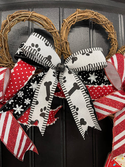Dog Paw Print Grapevine Christmas Wreath – Pet Lover Holiday Door Decor, Storm Door Friendly | Handmade Gift for Dog Moms, KatsCreationsNMore