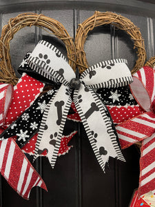 Dog Paw Print Grapevine Christmas Wreath – Pet Lover Holiday Door Decor, Storm Door Friendly | Handmade Gift for Dog Moms, KatsCreationsNMore
