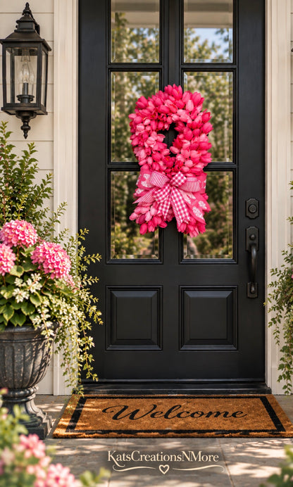Breast Cancer Tulip Awareness Ribbon Wreath, KatsCreationsNMore