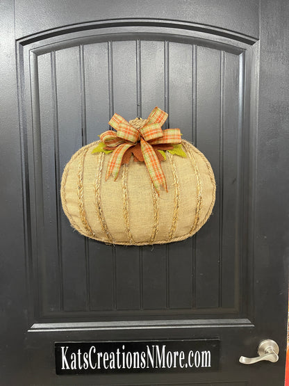 Rustic Fall Burlap Pumpkin Wreath, KatsCreationsNMore
