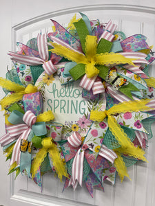Hello Spring Pastel Butterfly Wreath, KatsCreationsNMore, Spring Front Door Decor, Mothers Day Gift
