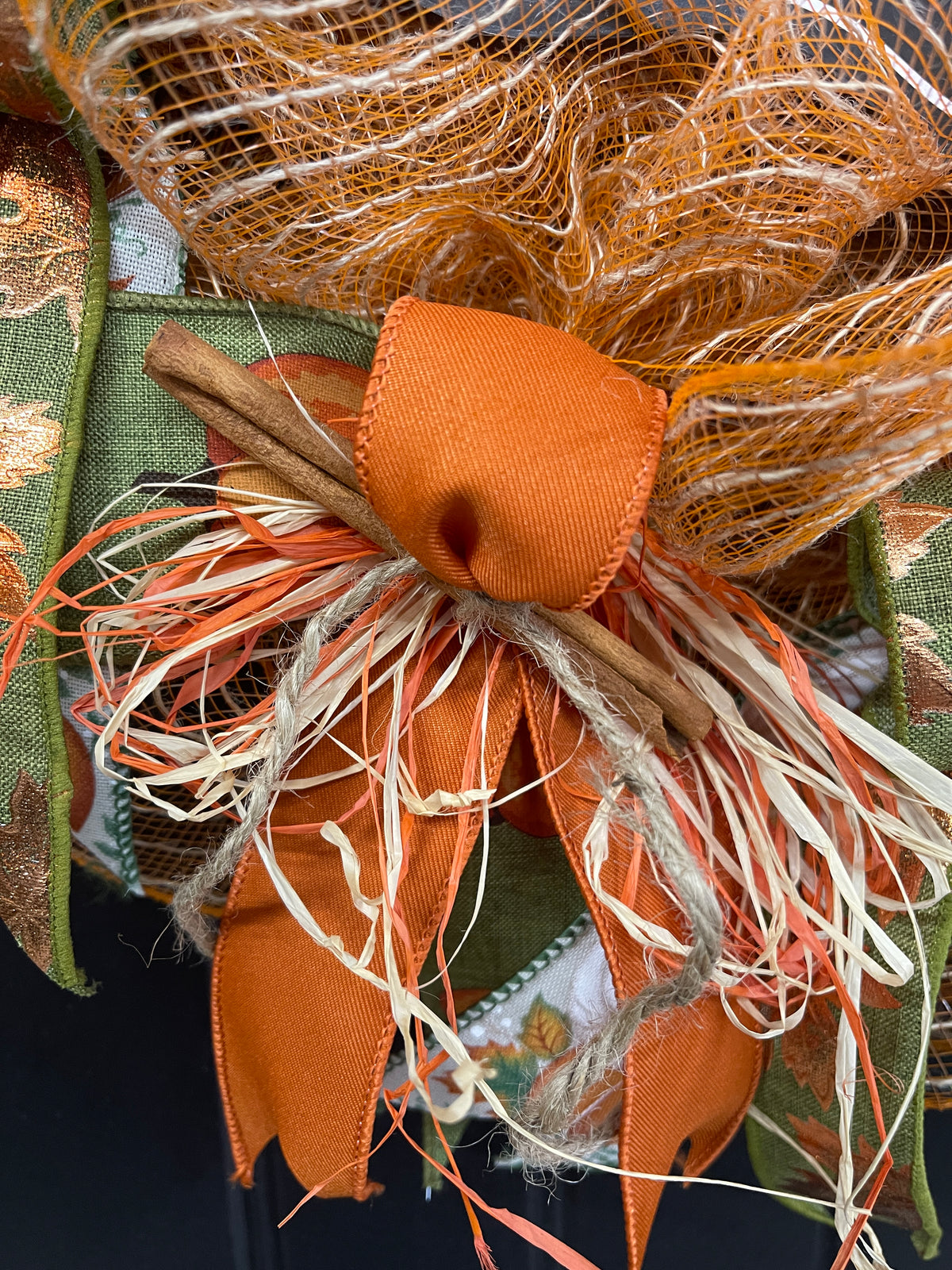 Welcome to Our Home Fall Pumpkin Wreath – Handmade Autumn Front Door Décor with Pumpkins, Cinnamon Sticks, Raffia & Rustic Ribbons, KatsCreationsNMore