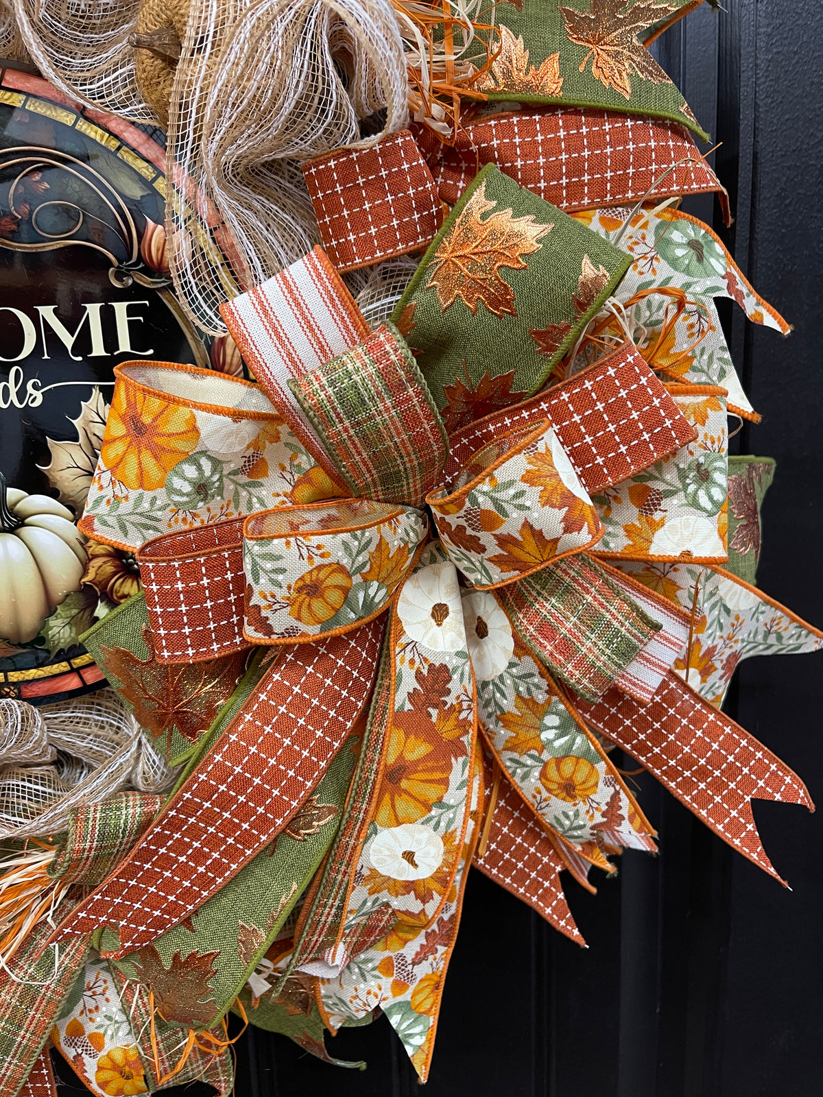 Rustic Welcome Friends Fall Pumpkin Wreath by KatsCreationsNMore