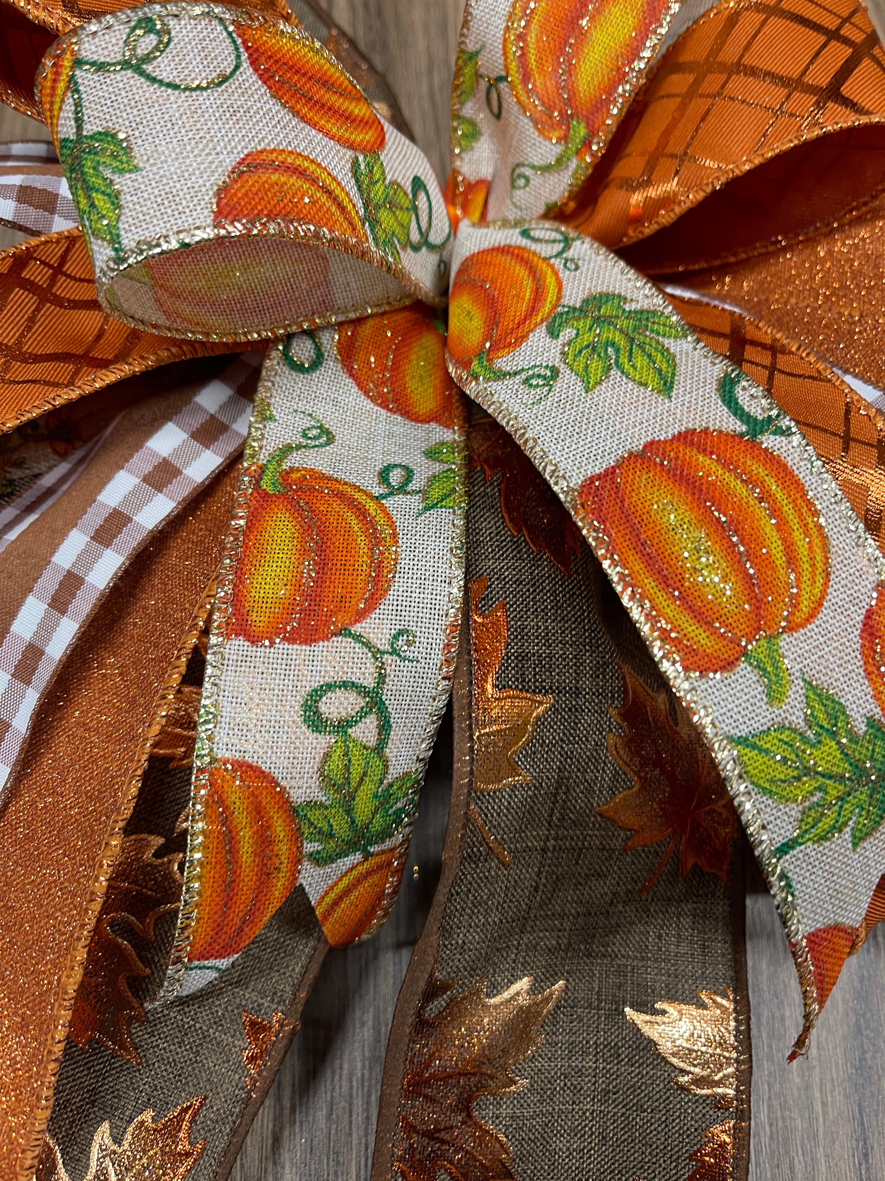 Fall Mantle Bow Set, Pair of Autumn Porch Light Decor, KatsCreationsNMore, Traditional Thanksgiving Wreath Supply