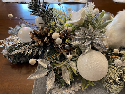 Winter Snow Owl Christmas Centerpiece Tablerunner by KatsCreationsNMore