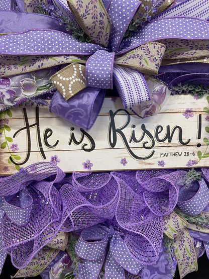 He is Risen Wreath, Religious Spring Front Door Decor, KatsCreationsNMore