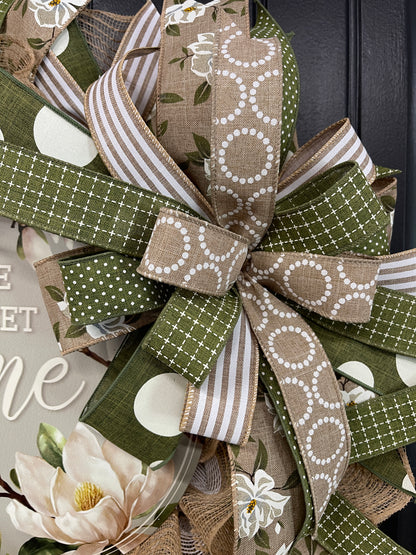 Magnolia Home Sweet Home Everyday Wreath, Southern Charm Front Door Decor, KatsCreationsNMore