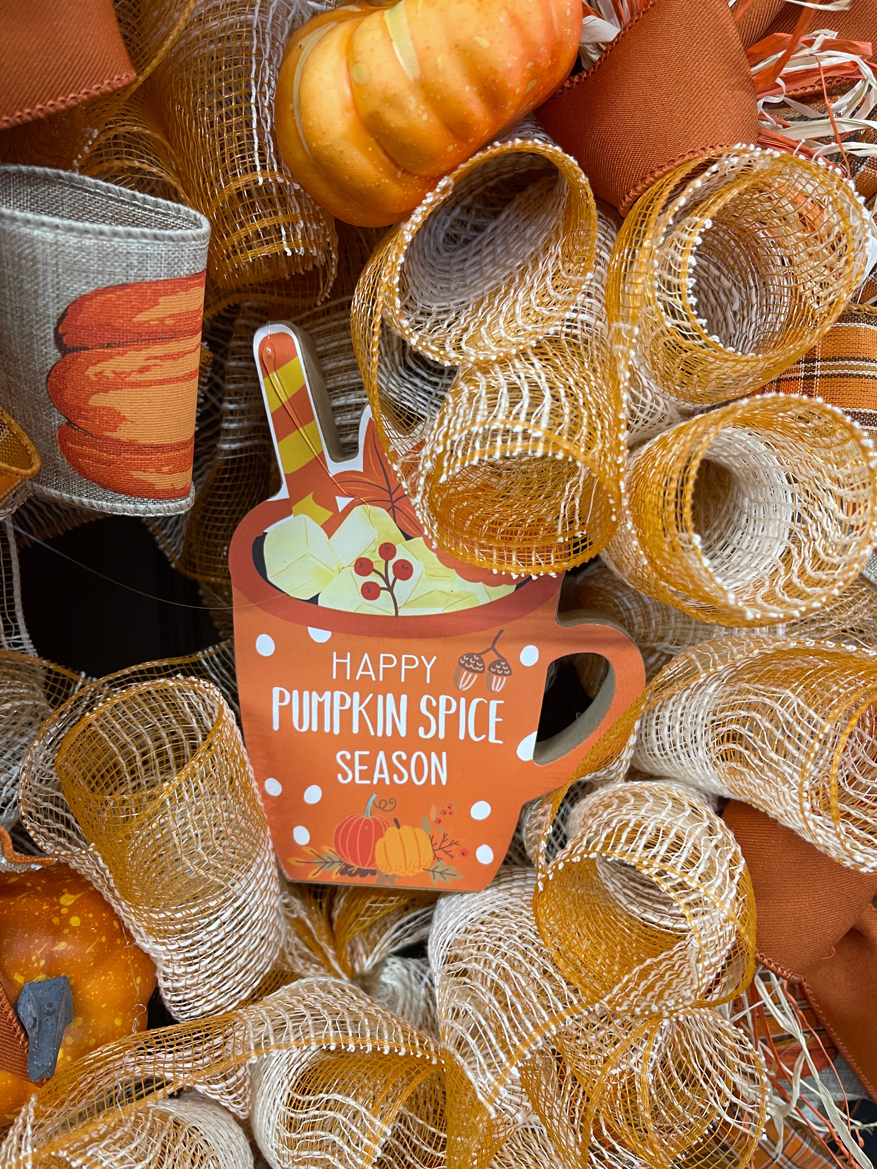 Pumpkin Spice Fall Wreath with Cinnamon Sticks – Cozy Farmhouse Autumn Door Décor, KatsCreationsNMore