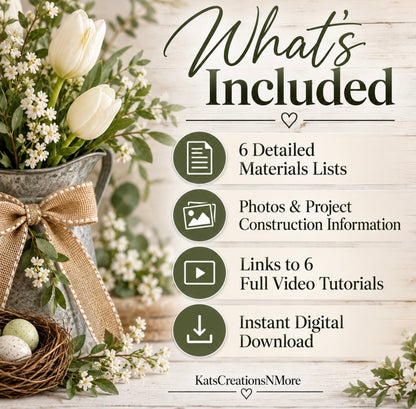 6 Wreath Making Tutorials Bundle | Spring Easter Farmhouse Wreath DIY | Digital Download