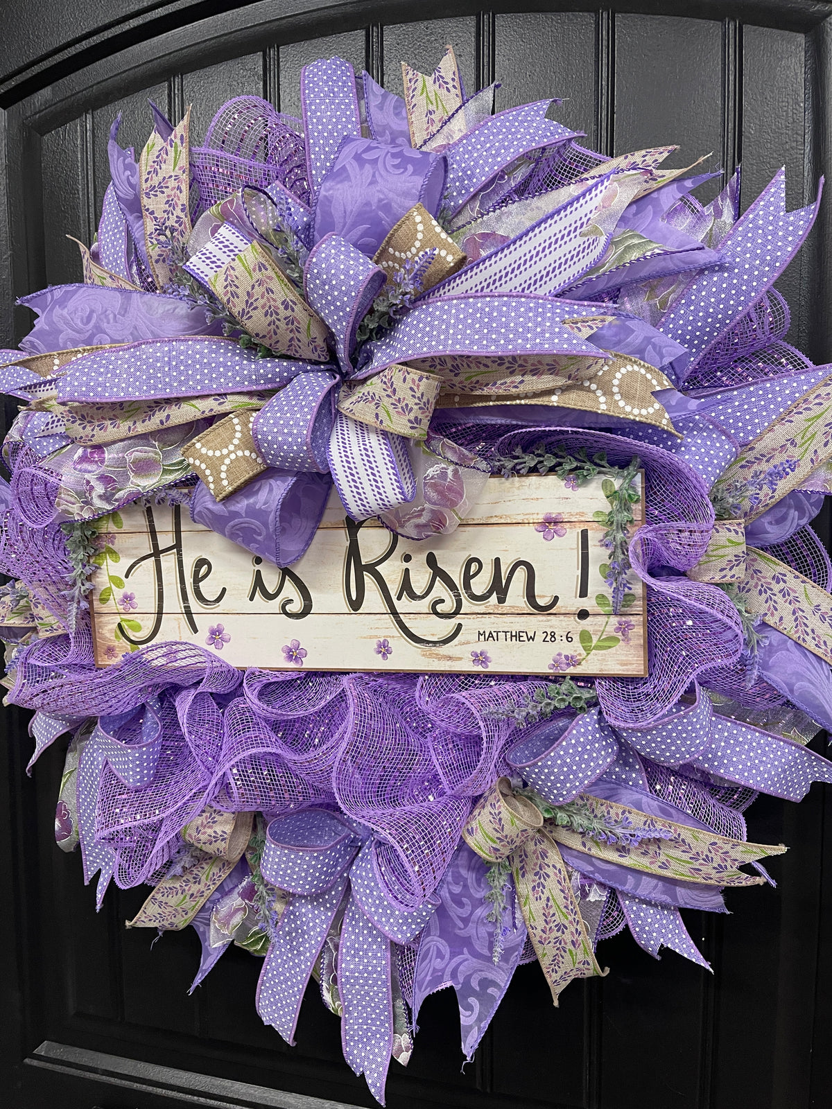 He is Risen Wreath, Religious Spring Front Door Decor, KatsCreationsNMore