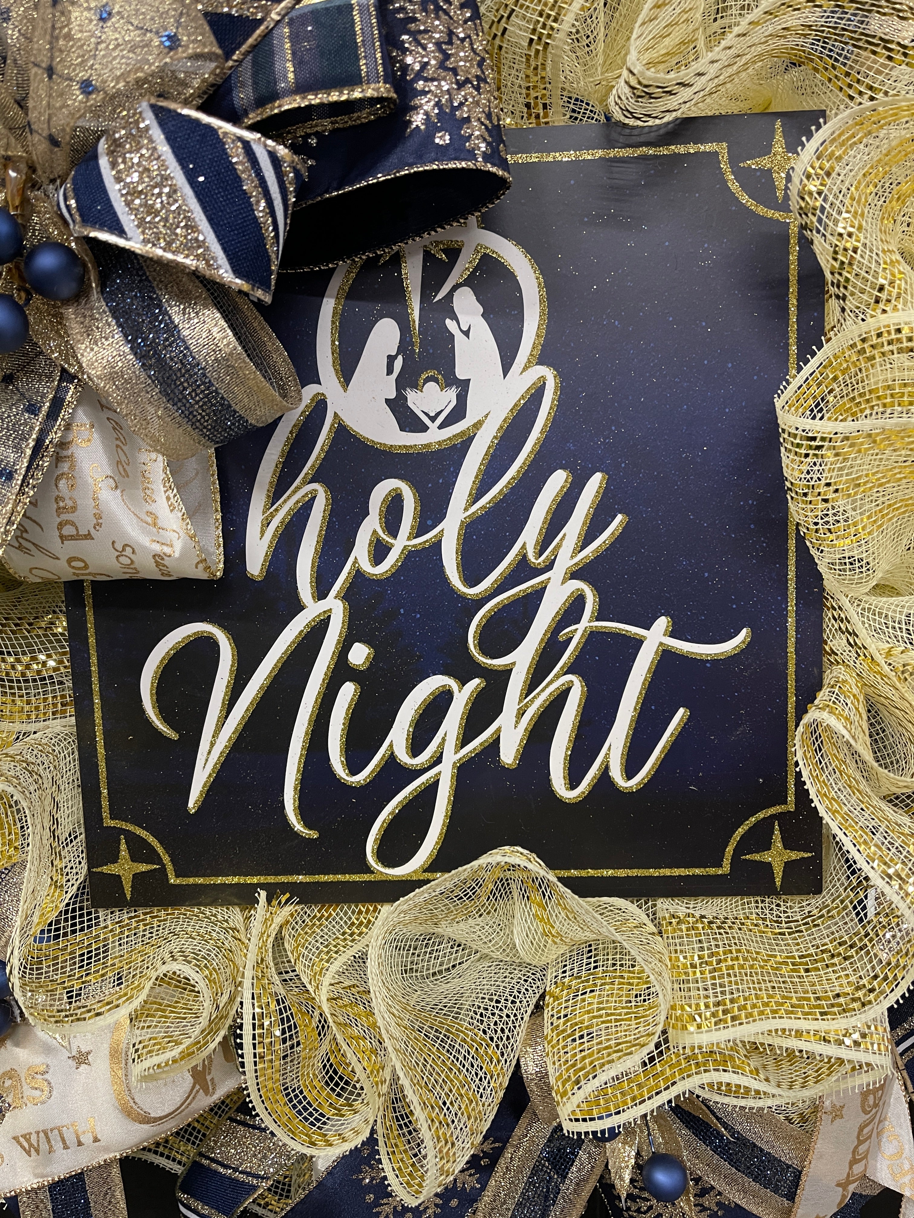 Oh Holy Night Nativity Wreath, Christmas Religious Front Door Decor, KatsCreationsNMore