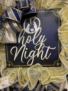 Oh Holy Night Nativity Wreath, Christmas Religious Front Door Decor, KatsCreationsNMore
