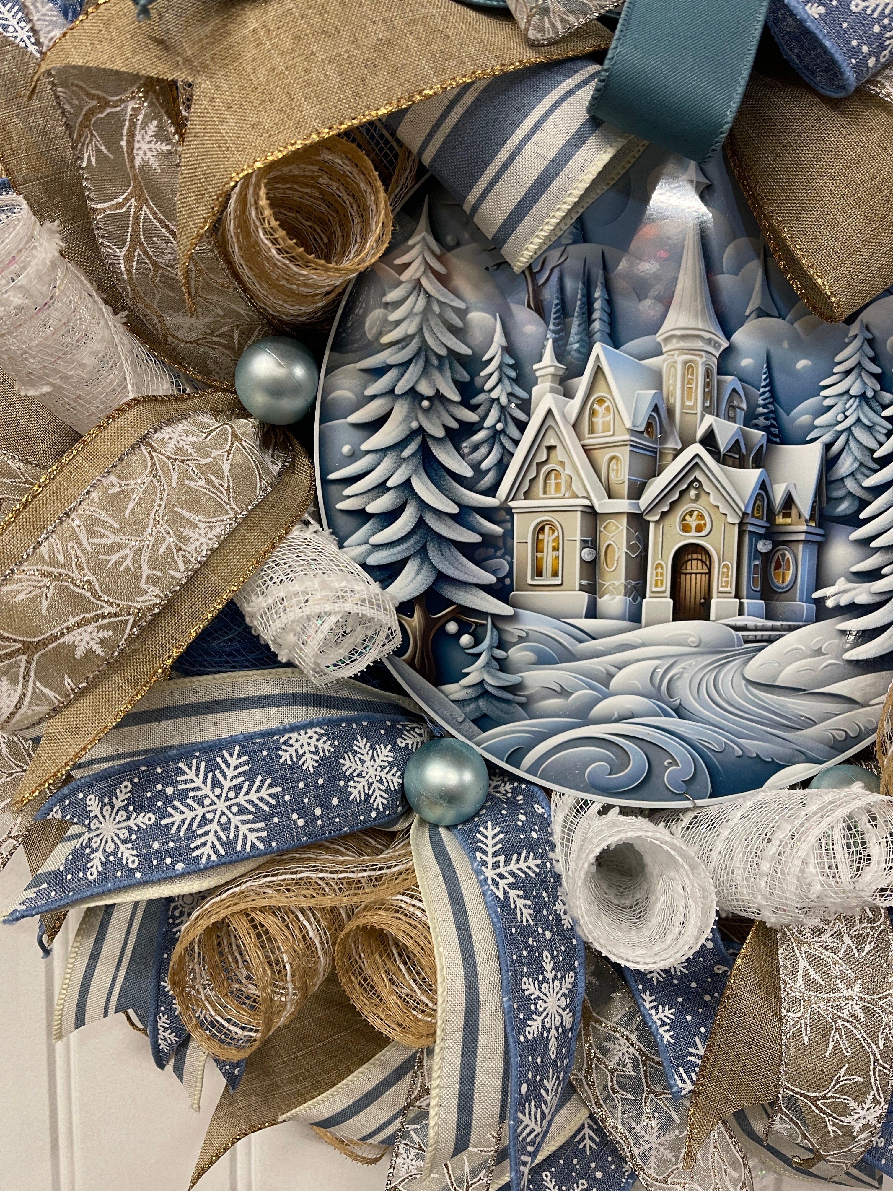 Country Winter Church Wreath, KatsCreationsNMore