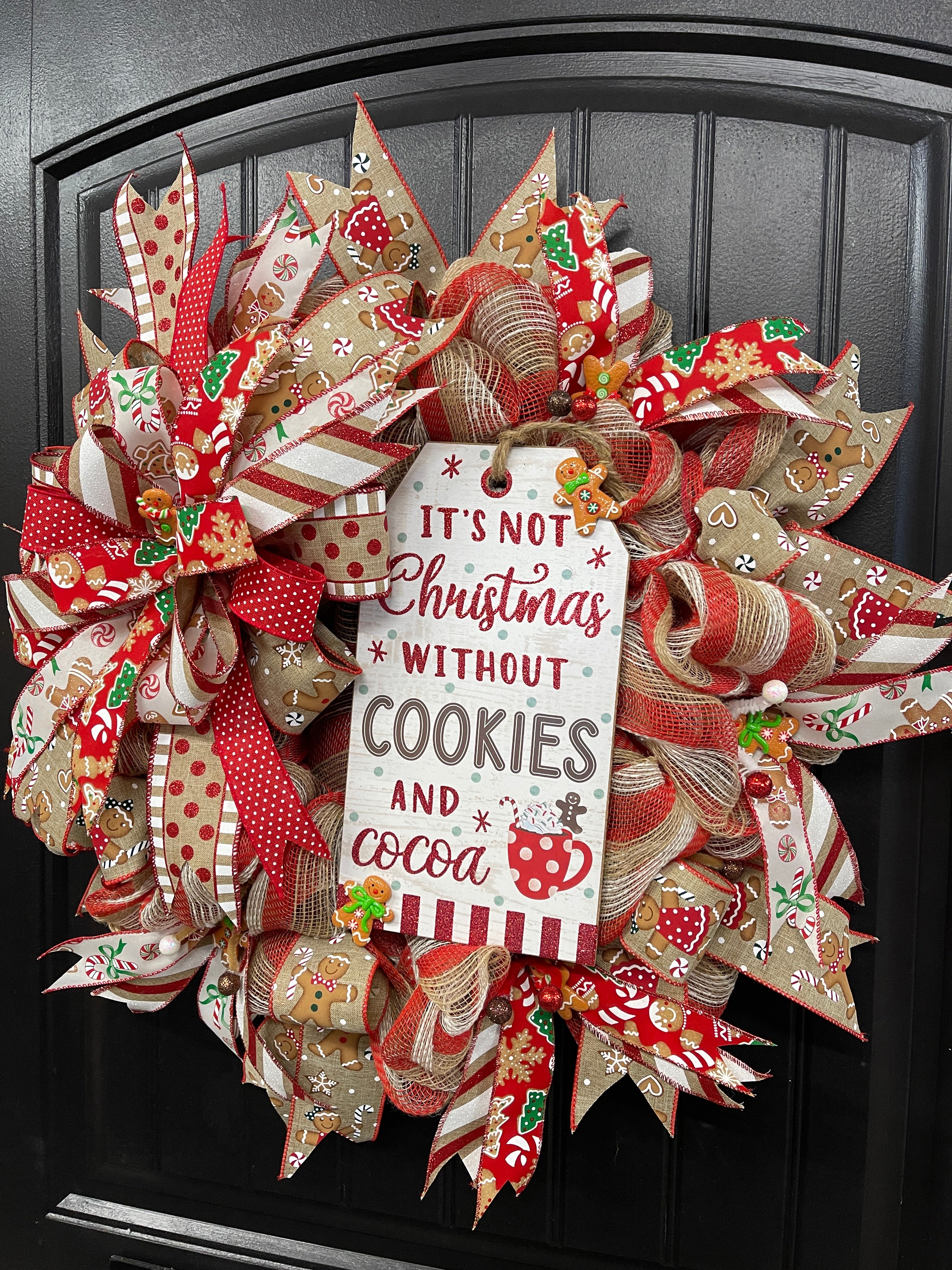 Gingerbread Christmas Cookie Wreath, Seasonal Holiday Baking Front Door Decoration, KatsCreationsNMore