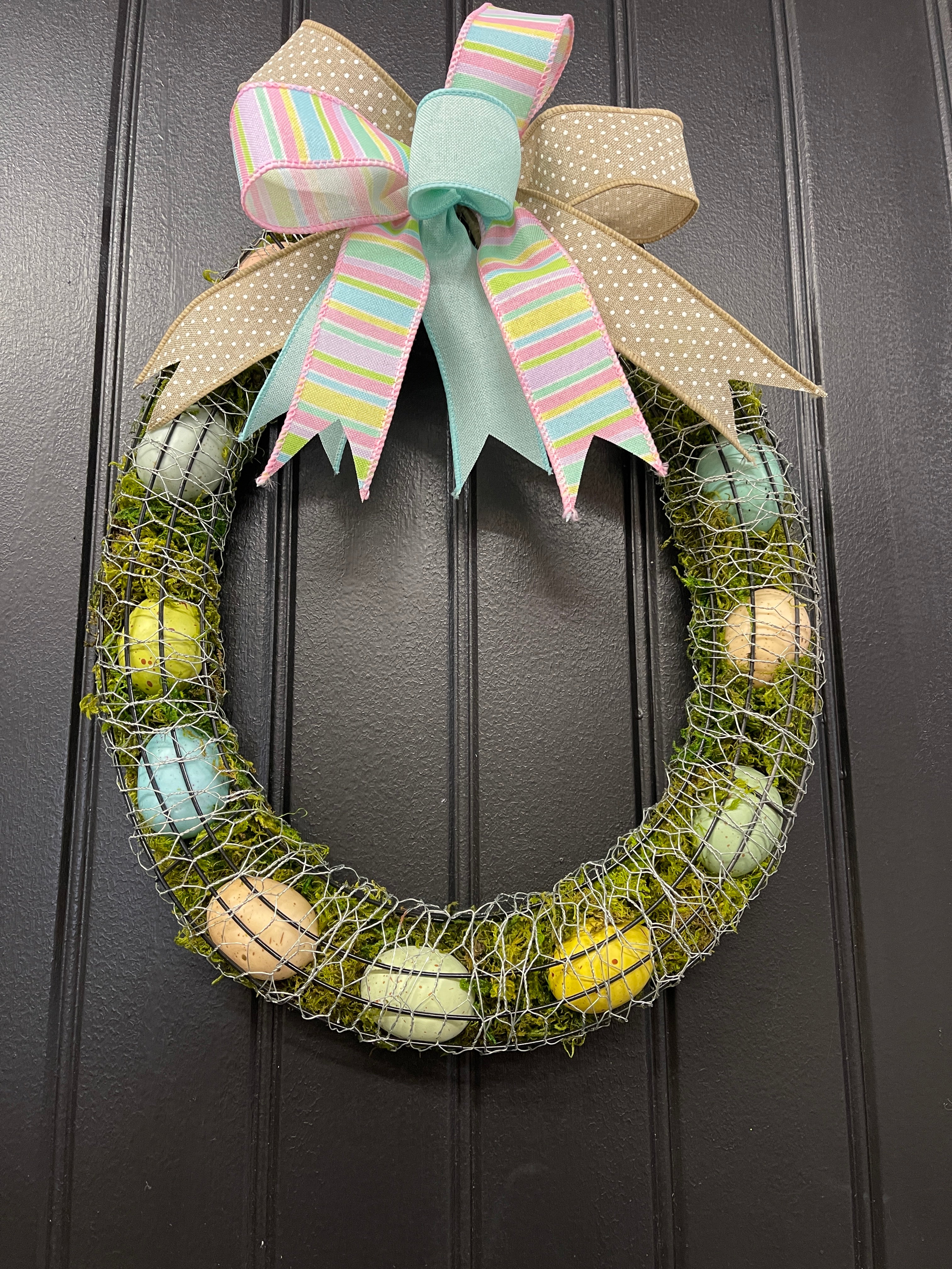 Spring Farmhouse Country Egg Wreath, Rustic Easter Wall Decor, KatsCreationsNMore