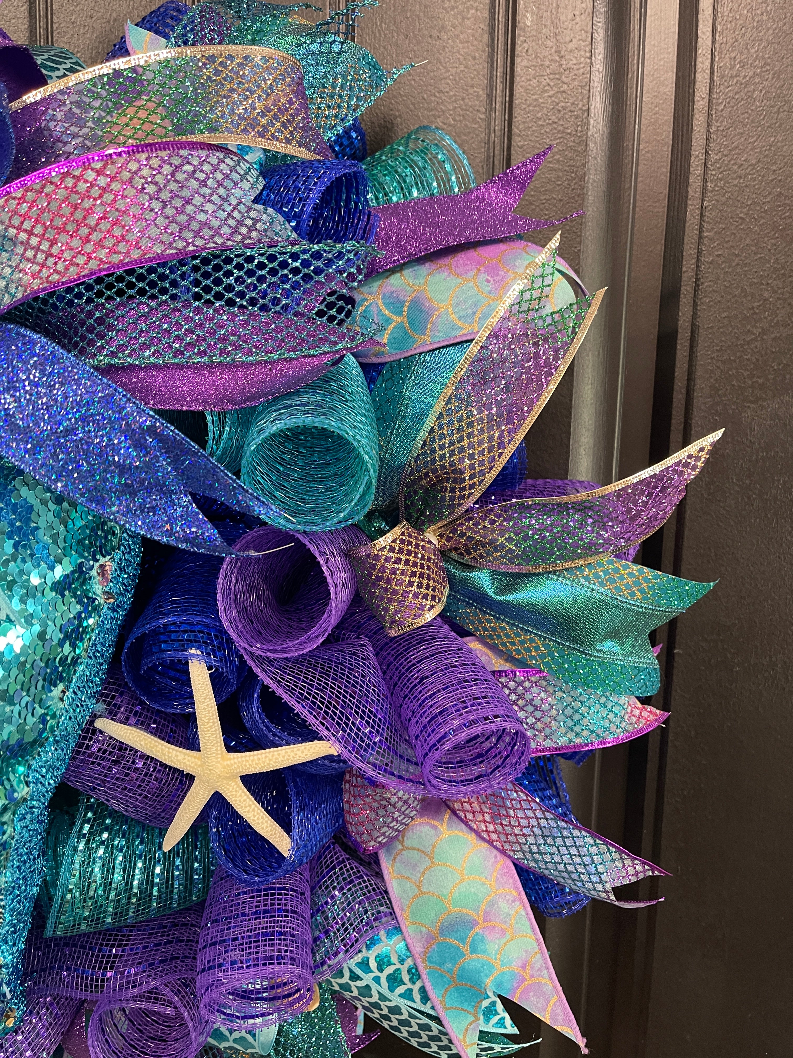 Mermaid Tail Beach Wreath, Coastal Summer Front Door Decor, KatsCreationsNMore
