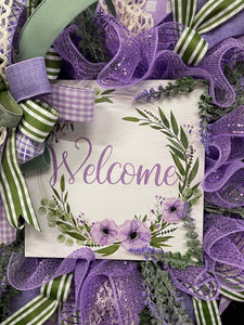 Lavender and Sage Welcome Wreath, Everyday Front Door Decor, KatsCreationsNMore