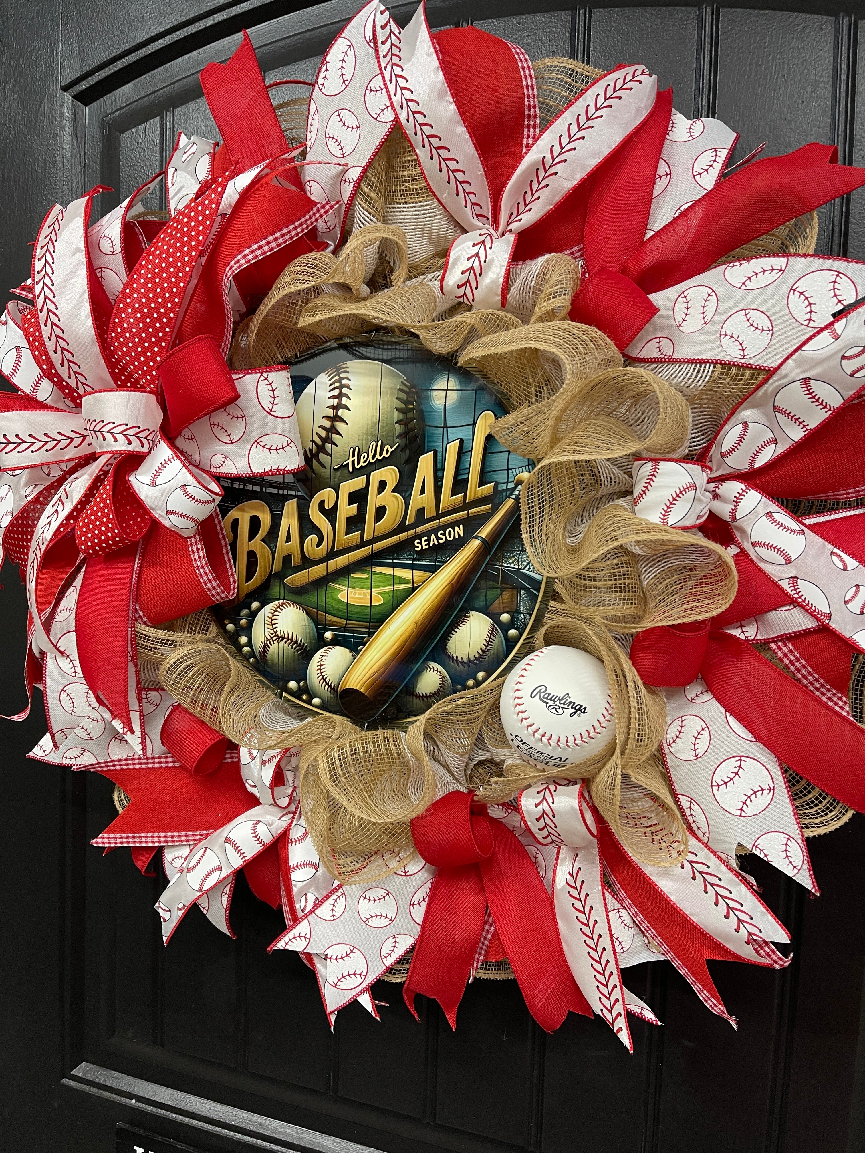 Baseball Season Wreath, KatsCreationsNMore, Sports Front Door Decoration