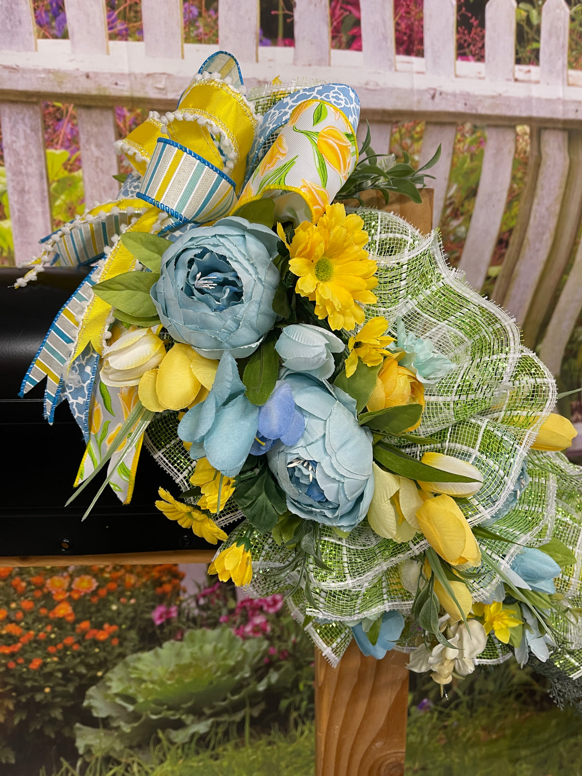Spring Floral Mailbox Swag, Easter Centerpiece, Seasonal Home Decor, KatsCreationsNMore