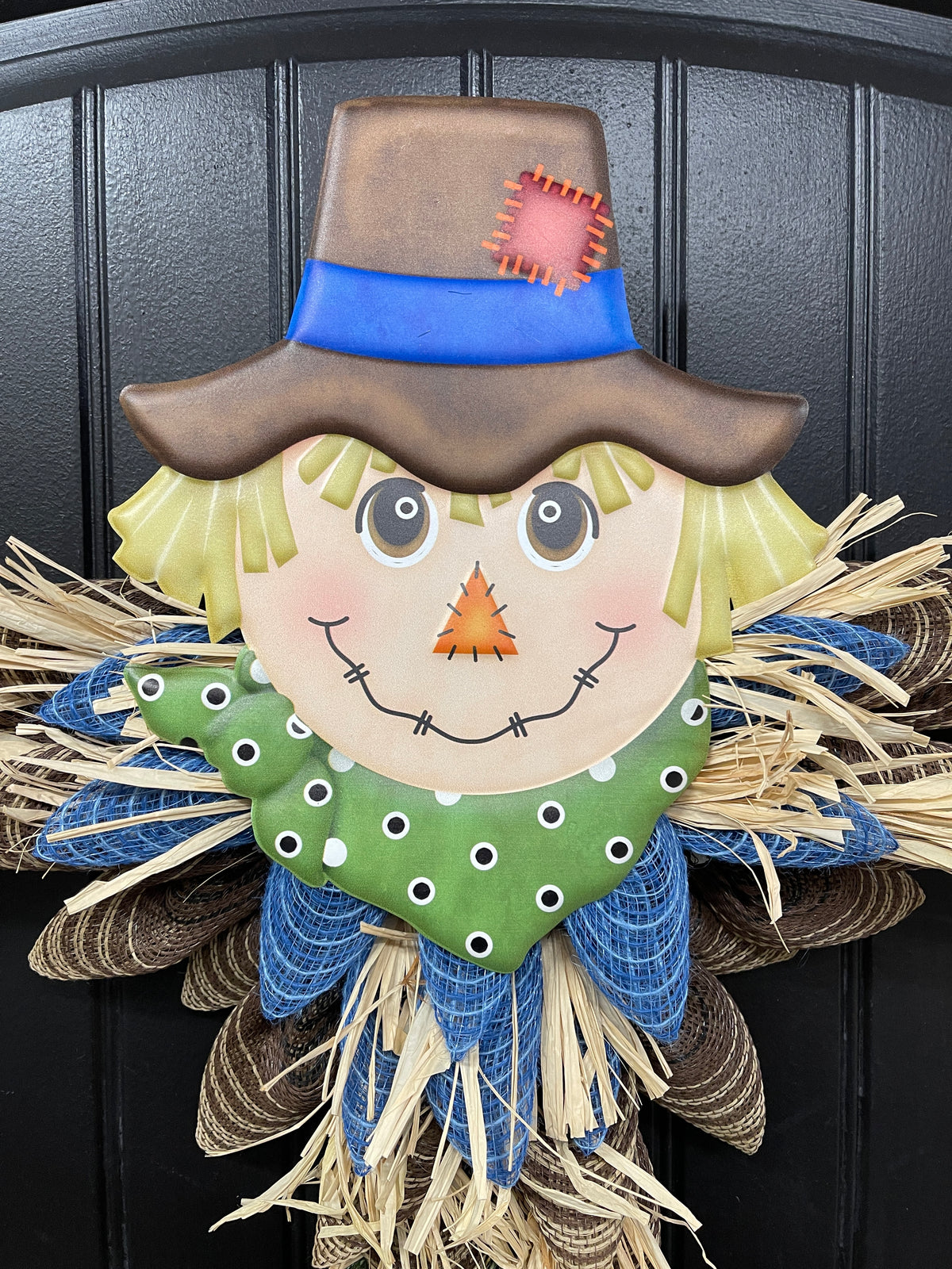 Rustic Fall Scarecrow Door Hanger Wreath by KatsCreationsNMore