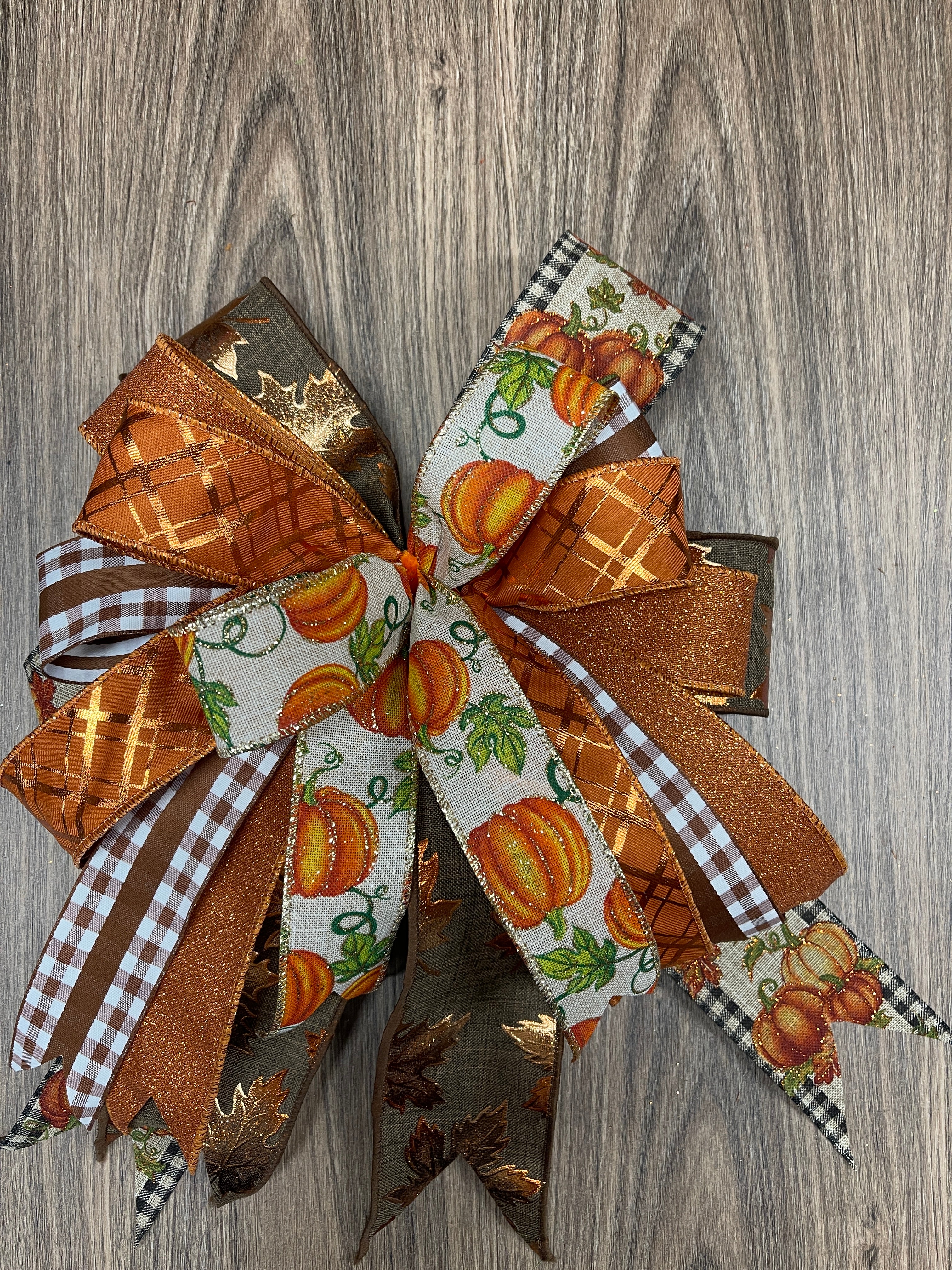 Fall Mantle Bow Set, Pair of Autumn Porch Light Decor, KatsCreationsNMore, Traditional Thanksgiving Wreath Supply