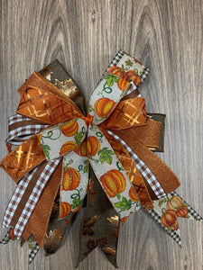 Fall Mantle Bow Set, Pair of Autumn Porch Light Decor, KatsCreationsNMore, Traditional Thanksgiving Wreath Supply