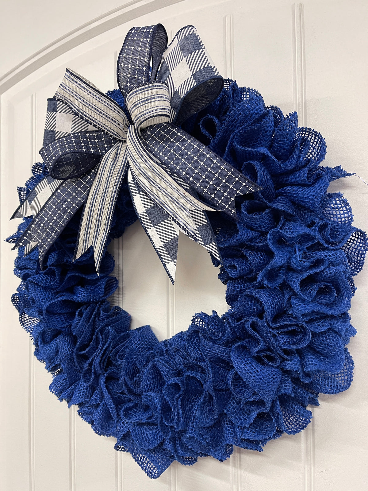 Primitive Country Burlap Wreath, Patriotic Holiday Front Door Decor, Everyday Wreath for Front Door, KatsCreationsNMore