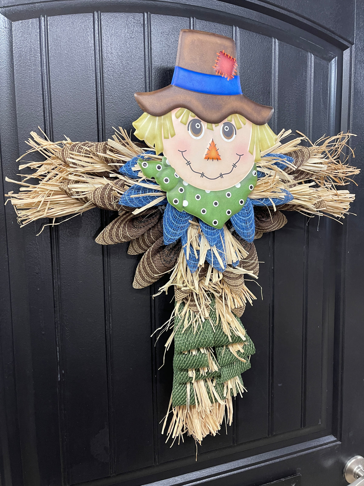 Rustic Fall Scarecrow Door Hanger Wreath by KatsCreationsNMore