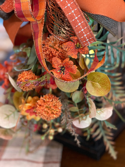 Fall Lantern Swag, Autumn Floral Swag, Fall Lantern Decor, Orange Fall Decor, Thanksgiving Table Decor, Fall Centerpiece