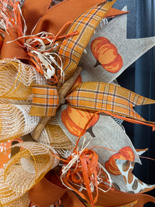 Pumpkin Spice Fall Wreath with Cinnamon Sticks – Cozy Farmhouse Autumn Door Décor, KatsCreationsNMore