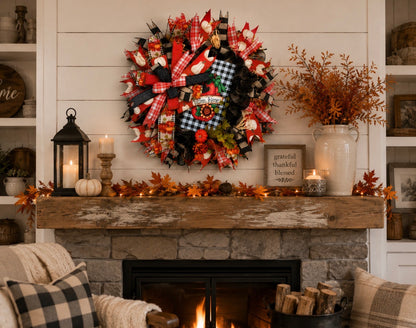 Fall Pumpkin Wreath, Autumn Thyme Crow Front Door Decor