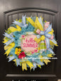 Hello Summer Wreath, Hibiscus Floral Front Door Decor, Beach House Decoration, KatsCreationsNMore