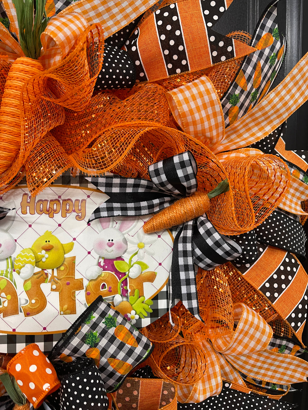 Happy Easter Carrot Wreath, Spring Front Door Decor, KatsCreationsNMore