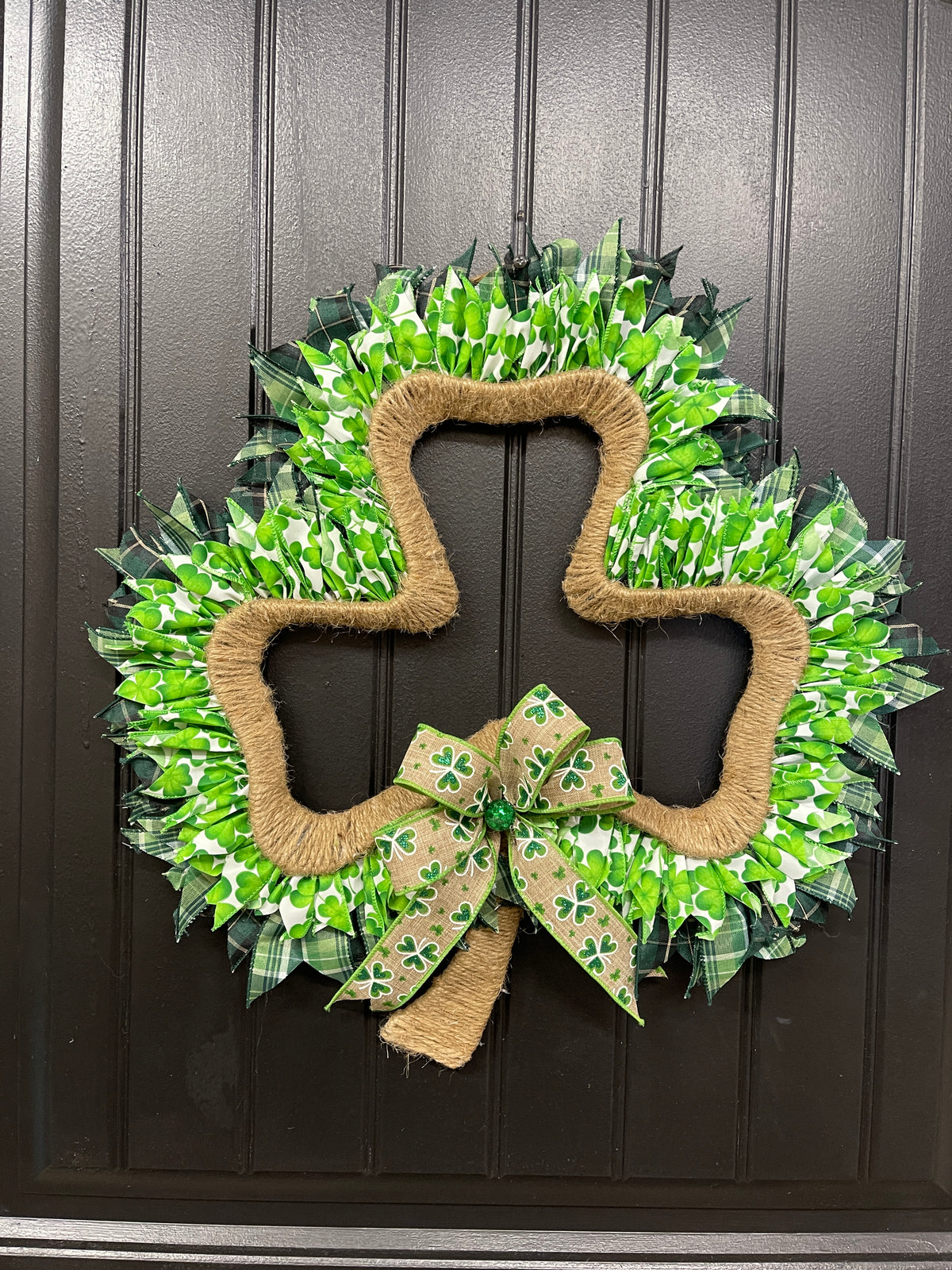Shamrock St. Patrick’s Day Rustic Wreath by KatsCreationsNMore