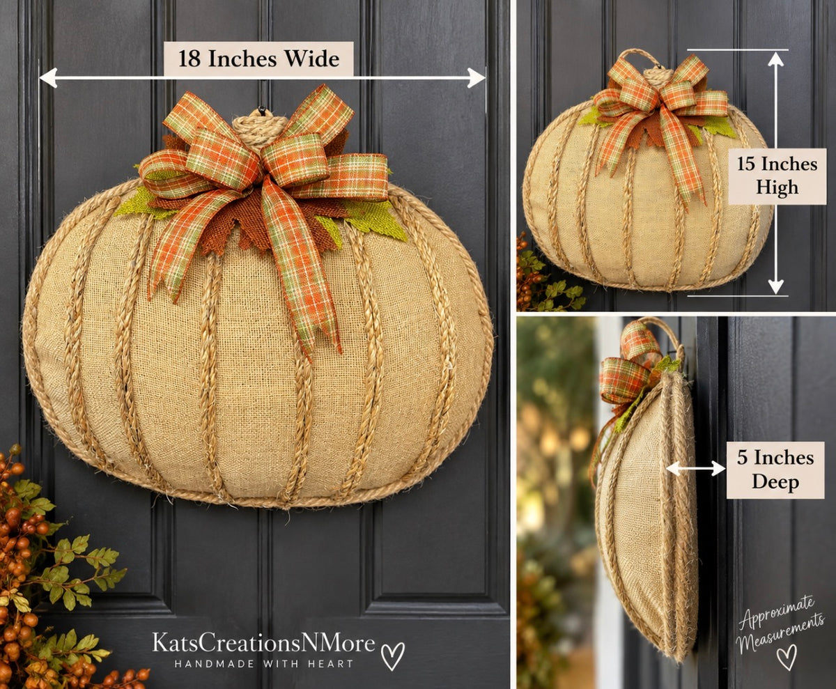 Rustic Fall Burlap Pumpkin Wreath, KatsCreationsNMore