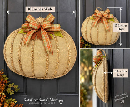 Rustic Fall Burlap Pumpkin Wreath, KatsCreationsNMore
